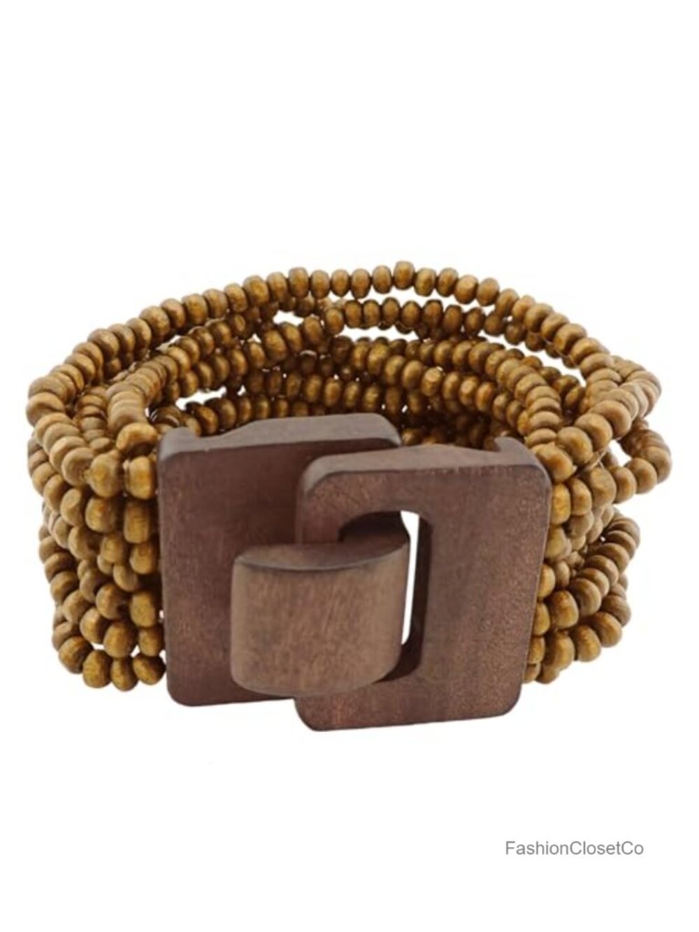 Wood Beaded Bangle Bracelet for Women Multi Strand Wrap Style